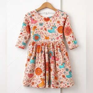 Mila & Rose Girls Unicorn Floral Dress Size 4T Long Sleeve